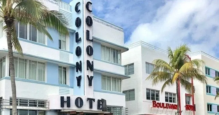 The Colony Hotel and Boulevard Hotel Art Deco facades