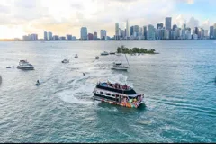 Sightseeing boats on Biscayne Bay with the Miami skyline