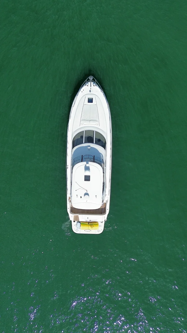 A motor yacht viewed directly from above