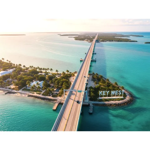 Overseas Highway bridge over turquoise Florida Keys water